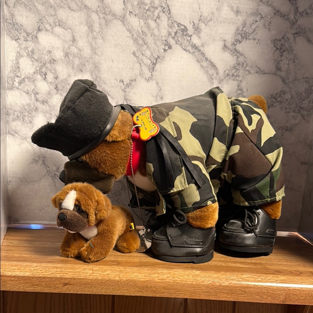 Build-A-Bear Camouflage Dog with Plush Puppy